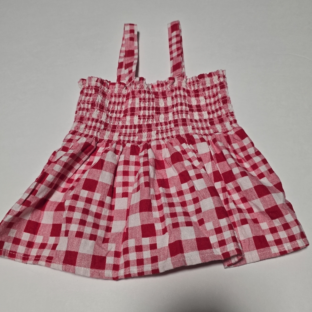 Girl's Size 4/5 Linen Blend 2-Piece Tank & Easy Pull-On Short Set - Red Gingham - Picture 4 of 8